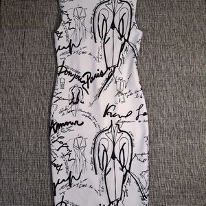 Karl Lagerfeld Monochrome Graphic Midi Dress
